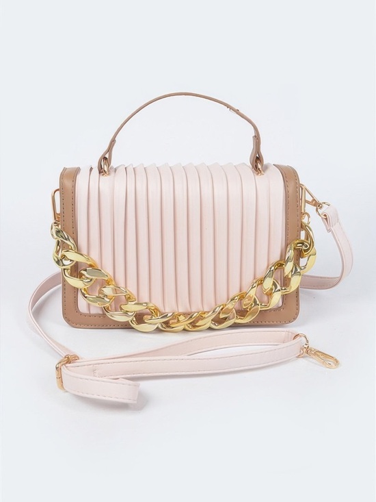 Shannel’s Closet Handbags - Pleated Faux Leather Color Chain Bag